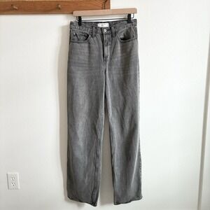 Abercrombie & Fitch Loose High Rise Baggy Faded Black Jeans Womens 27 4 Long